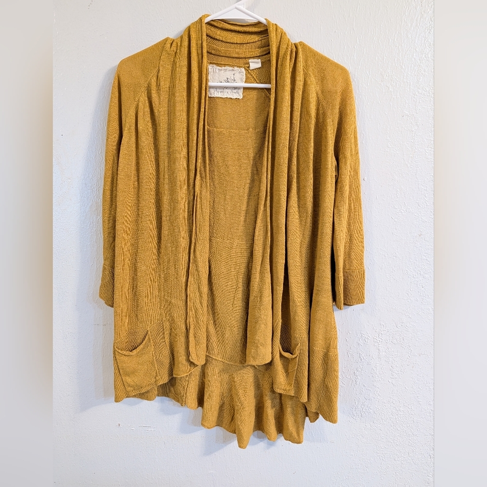 Angel Of The North Women's Mustard Open Front Cardigan